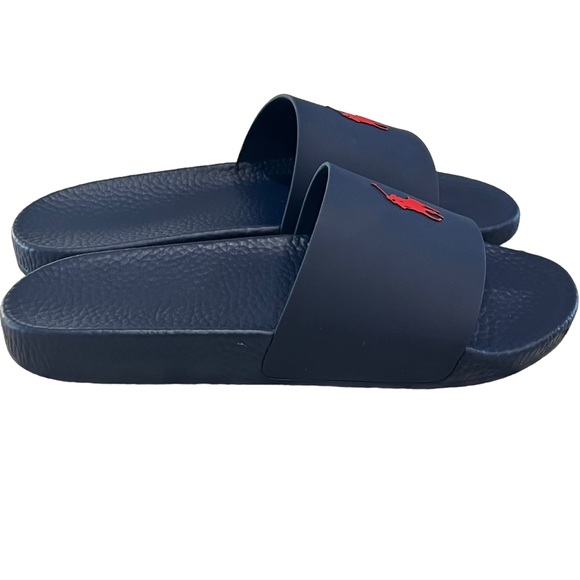 New Polo Ralph Lauren Signature Pony Slide Sandals Navy Men’s 8 9 10 11 12 13 - Picture 3 of 12